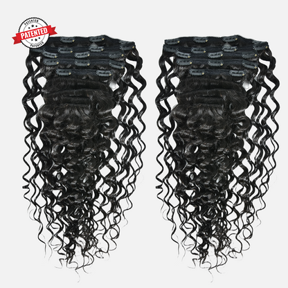 2 Clip-in Bundle: Dominique - Cambodian Deep Body Wavy - InVisiRoot® Clip-in