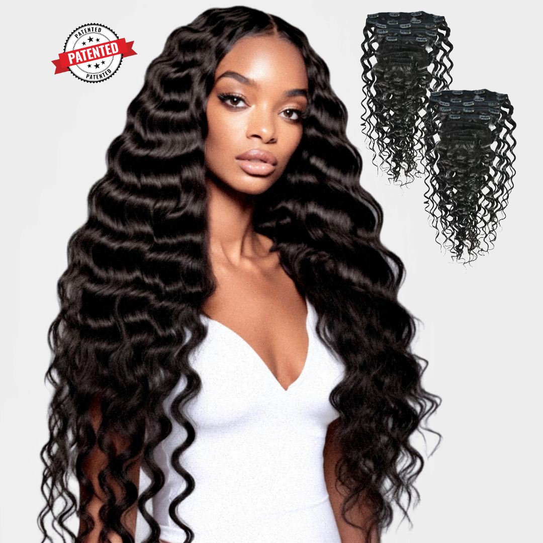 2 Clip-in Bundle: Dominique - Cambodian Deep Body Wavy - InVisiRoot® Clip-in