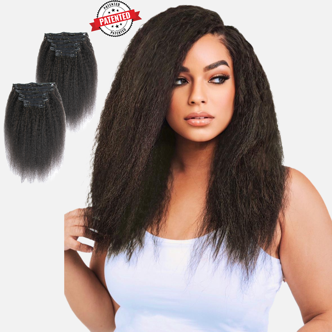 2 Clip-in Bundle: Jada Cambodian Kinky Straight InVisiRoot® Clip-in