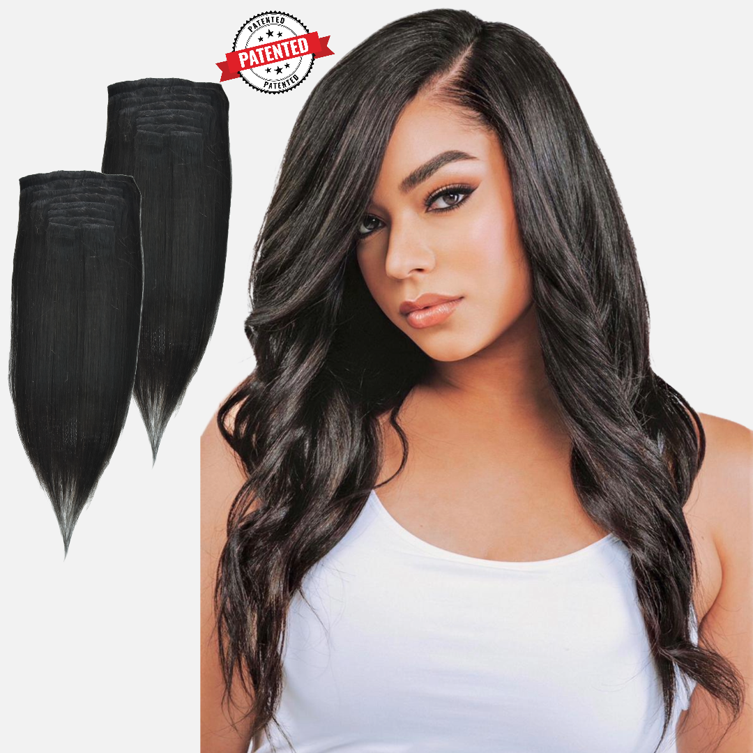 2 Clip-in Bundle: Kelsey Cambodian Light/Medium Yaki Coarse - InVisiRoot® Clip-in