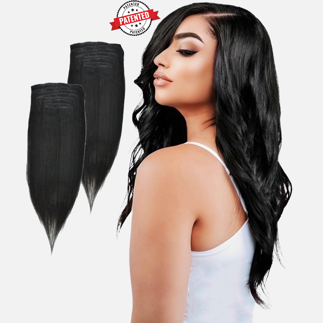 2 Clip-in Bundle: Jazzmine Cambodian Silky Straight - InVisiRoot® Clip-in