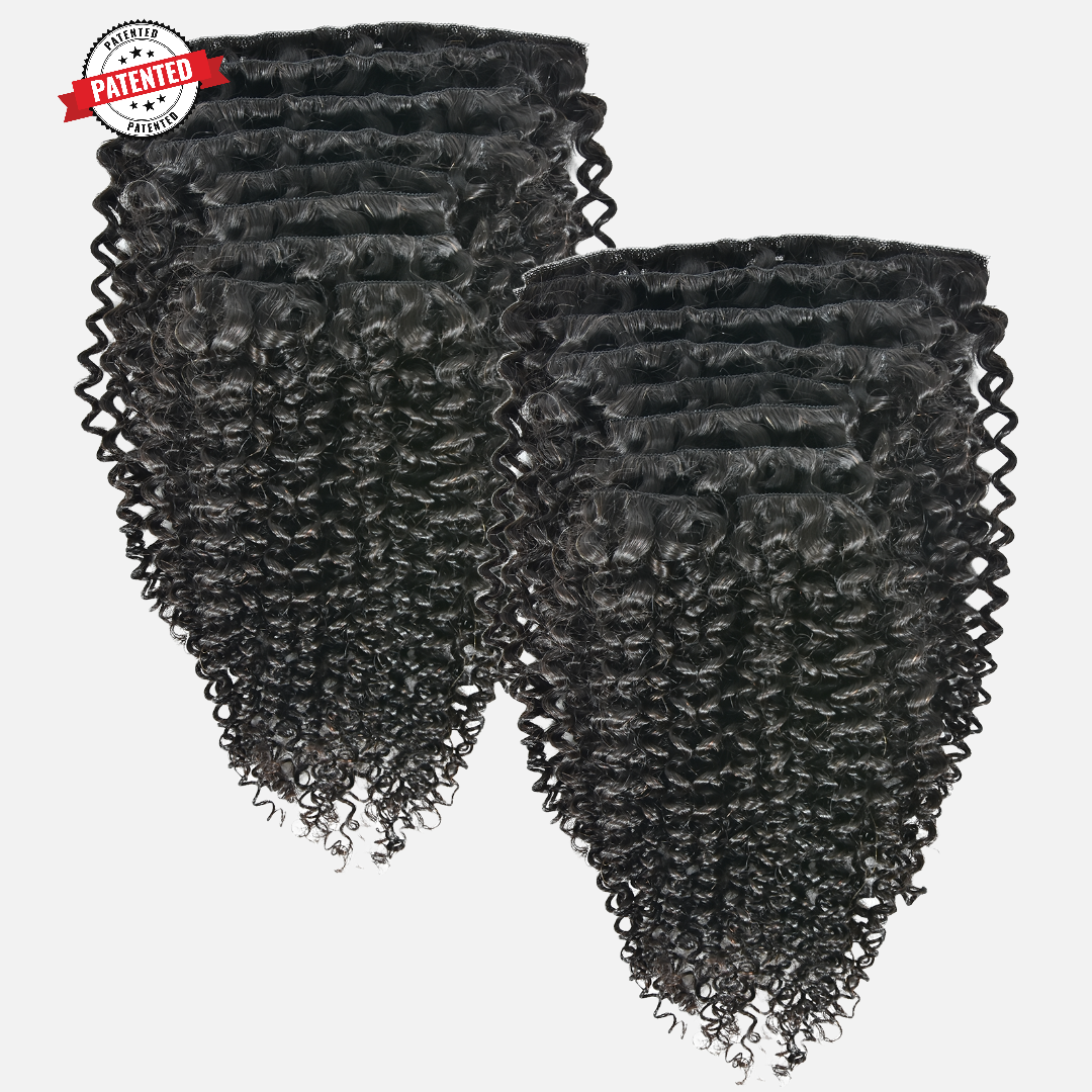 2 Clip-in Bundle: Kayla 3C Burmese Loose Kinky Curly - InVisiRoot® Clip-in