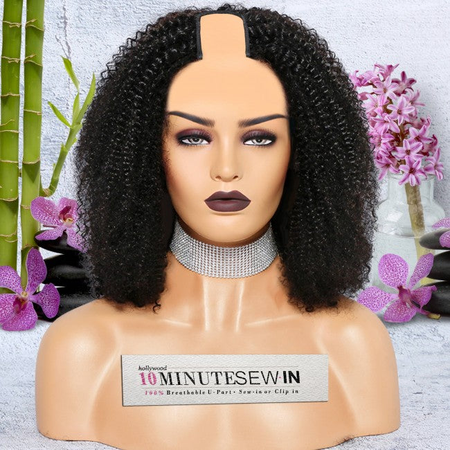 Nicole (4a Kinky Curly) -  Virgin Burmese Hair - 10 Minute Sew-in™️ U Part Wig